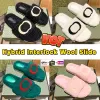 Box Hybrid Interlock Slippers Wool Slide Fluffy Furry Sandals Woman Warm Glides Flat Sandal With Box Shoes Bag Winter Indoo FN