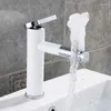 Robinets de lavabo de salle de bain Mitigeur de lavabo noir Robinet rotatif à 360 degrés Finition chromée blanche Mitigeur