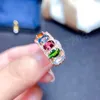 Imitation Natural Multi Treasure Crystal Rings Women Single Row Ring Colorful Treasure Open Ring