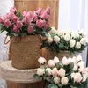 Декоративные цветы свадебные события вечеринка в пользу 9 голов 45 см ретро шелковая ткань розовая цветочная букет розовый белый домашний декор декор пластик искусственный