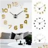 壁時計 3D ビッグナンバーミラー時計大モダンなデザインの背景 Diy ホームリビングルームオフィス装飾アートドロップ配信ガーデン Dh9Ii