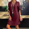 Kjolar Mode Sexiga kvinnor Lös klänning Streetwear Beach Holiday Plus Size Solid bomull Linne Turn Down krage Shirt Vestidos