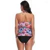 Costumi da bagno da donna Costumi a due pezzi da donna Costume da bagno con stampa floreale Halter Tankini Costume da bagno imbottito Costumi da bagno Gonna S M L XL