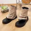 Boots Explosive pantyhose boots female summer clip toe sandals denim niche peep toe pants tube muffin bottom cool 230703