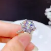 Klusterringar 18K VitGul Guldpläterade Original 5 Brilliant Diamond Test Tidigare D Färg Moissanite Bröllopsring Äkta ädelstenssmycken