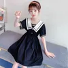 Mädchen Kleider 2023 Sommer Kinder Student Kind Kleidung Teenager Schule Sailor Bogen JK Gestreiften Uniform Kleid Mädchen Täglichen Tragen 6 9 12 jahr