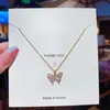 Ny fjäril i rostfritt stål hänge halsband för kvinnor Smycken Halsband Zirconia Luxury Choker Korea L230704