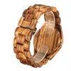 Montres-bracelets de luxe femmes en bois massif zèbre ébène rouge bois de santal Vintage décontracté plein bois Quartz poignet mâle Reloj de Madera 0703