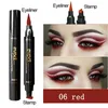 Eye ShadowLiner Combination 2 In1 Liquid Glitter Eyeliner Stamp Cienka uszczelka Makijaż Czarny Czerwony Zielony Szybkoschnący Konturówka do oczu Ołówek 7 Kolor Niebieski Brązowy Smoky Eyes 230703