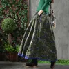 Skirts Spring Autumn Arts Style Women High Waist Cotton Aline Long Skirt Vintage Print Loose Maxi Skirt Female Casual Skirt S272 Z230704