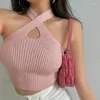 Canotte Canotte Crop Top Donna Halter Tube Top Lavorato a maglia con spalle scoperte Lingerie con spalline incrociate Canotta sexy Corsetto estivo Intimo