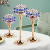 Candle Holders Luxury Candlestick Stand Plated Blue Crystal Holder For Decorative