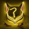 PVC Halloween Clubbing Upplyst Kitsune Fox LED Mask DIY Costume Rave Cosplay EDC Party Masker L230704