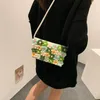 Bolsos de noche, bolso de mano de flores tejido a la moda para mujer, mensajero de un solo hombro cosido fresco