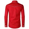 Męskie koszule na co dzień kwiatowy haft czerwona koszula smokingowa męska marka szczupła z długim rękawem męska sukienka s koszulka Homme wesele dla mężczyzn 230706