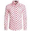 Men's Casual Shirts Red Mens Polka Dot Shirt Casual Button Up Dress Shirts Men Chemise Homme Party Club Male Garden Point Camisas Masculina 230706