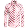 Herren-Freizeithemden, rotes gepunktetes Herrenhemd, lässige Hemden mit Knopfleiste, Hemden für Männer, Chemise Homme, Party, Club, männlich, Garden Point, Camisas Masculina 230706