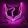 PVC Halloween Clubbing Upplyst Kitsune Fox LED Mask DIY Costume Rave Cosplay EDC Party Masker L230704