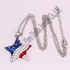 Pendant Necklaces Rhodium Plated Zinc Studded With Sparkling Crystal American Flag Star Pentagram Necklace