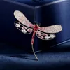 Brooches Sweet Pink Cubic Zirconia Gold Plated Dragonfly For Women Fashion Insect Brooch Pin Clothing Jewelry Accessory Broche