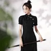 Ethnic Clothing 2023 Summer Women Mini Qipao Sexy Slim Dress Chinese Girl Daily Dresses Vestidos Vintage Ladies Stage Show Cheongsam Qi Pao