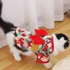 Katt Dräkter Hundklänning Kläder Husdjur Blommig Japansk Kimono Kläder Valp Fluga Skjorta Dräkt Vår Sommar Bröllop Prinsessan Klänningar Kjol