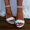 Sandales Blanc Parti Chaussures De Mariage D'été Femmes À Talons Hauts Peep Toe Mode Femme Épais Taille 33-43