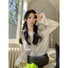 Women's T Shirts Women Fashion Knit Long Sleeve Crop Top Solid Color Loose Urban Casual T-Shirt Clothes