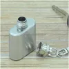 Hip Flasks 1Oz Stainless Steel Mini Flask With Keychain Portable Party Outdoor Wine Bottle Key Chains Drop Delivery Home Garden Kitc Dh3Xs