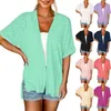 Women's Blouses Womens 2023 Summer Lightweight Cardigan Short Sleeve Open Front Casual Loose Cover Ups Tops 3xl Long T Shirts For Women