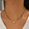 bls Bohemia Rainbow Color Seed Beads Chain Choke Collane per le donne Accessori per gioielli cuore moda 2023 Nuovo L230704
