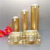 15g 30g 50g 30ml 50ml 100ml boş altın kare şekli akrilik losyon krem ​​pompa şişe kozmetik konteyner lüks yay krem ​​jar lusqi