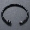 Berlockarmband Enkla män Smycken för kvinnor Flätat läderarmband i rostfritt stål Magnetiska spännen Armband manliga handledsband FR743