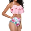 Maillot de bain femme été rose à volants court femmes short de bain et chemise maillot de bain pour maillots de bain plus âgés avec manches