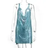 Basic Casual Klänningar Sexiga Backless mini y2k Metal slip Sommarklänning Kvinnor Bling Paljett Beach bodycon dress Nattklubb Fest damklänningar Vestidos 230704