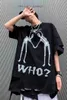 Men's T-Shirts Mens Funny Black Tee Shirts Ripped oversize tshirts Hip Hop Skull Painted Streetwear Y2k Vintage Loose Short Sleeve Cotton 220622 Z230704