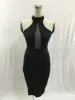 Sommer ärmelloses Midi-Bodycon-Cocktailkleid, rückenfrei, sexy Damenkleid, Club-Kleidung, elegante Mesh-Partykleider