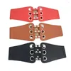 Belts Red Brown Black Women's Luxury Belt Fashion Elegant Dress Waistband Waist Strap Beaded Bionic Lady Elastic SCM0112