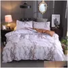 Bedding Sets Marble Pattern Polyester Er Set 2/3Pcs Twin Double Queen Quilt Bed Linen No Sheet Filling Drop Delivery Home Garden Tex Dhulb