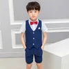 Костюмы Summer School Kids Fashion жилеты Suits Blue Children Protempery для выпускного бренда. Новый бренд мальчики для мальчиков Вечерний ткани .230704