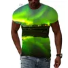 Heren T-shirts Zomer Trend Mannen Print Aurora grafische t-shirts 3D Mode Casual Persoonlijkheid Natuurlijk landschap Patroon korte mouw T-shirts Z230706