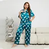 Vêtements de nuit pour femmes Jxgarb manches courtes hauts amples avec pantalons grands pyjamas pour femmes comme la soie Femme gros Pijamas boutonnés dames