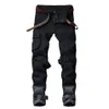 Jeans herr Motorcykel New Trend Punk svarta jeansbyxor med flera fickor Dammode JSlim-fit byxor Snygga jeansbyxor 20234C