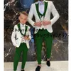 Conjunto de terno para meninos, jaqueta de casamento, calça, colete, três peças, smoking, formal, infantil, floral, conjunto de roupas HKD230704