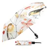 Guarda-chuva Outono Pássaro Flores Ramos de Árvore Guarda-chuva Automático Viagens Dobrável Portátil Guarda-sol À Prova de Vento
