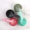 Measuring Tools Kitchen Accessories Pure Color DIY Baking Supplies Plastic Cups Spoons Set Stackable Combination Measuring Tools R230704