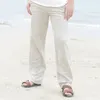 Męskie spodnie męskie dorywczo bawełniana pościel Wed Leg tajski rybak luźne długie spodnie biały czarny jednolity kolor jesień lato M-3XL 230703