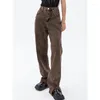 Jeansy damskie 2023 brązowe Womans spodnie jeansowe z wysokim stanem Baggy Streetwear Arc Design panie jesień Vintage szerokie nogawki proste Lo