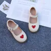 Platta skor för barn, flickor 2023 höstläder Brittisk stil Princess Baby Singel
