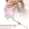 Flores decorativas rosa banhada a ouro - 24K preservado eterno verdadeiro presente romântico para mulheres, mãe, esposa, namorada, dia dos namorados e